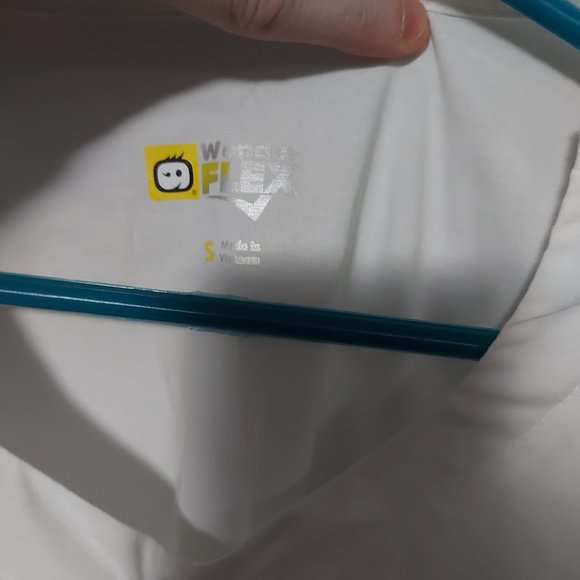 WonderWink WonderFlex Women White Scrub Top Long Sleeve Button Snap Sz Small - Picture 8 of 10